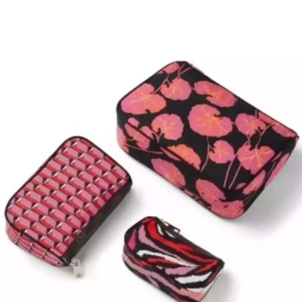 NWT DVF for Target 3 Pack Travel‎ Pouches Geranium Leaf/Modern